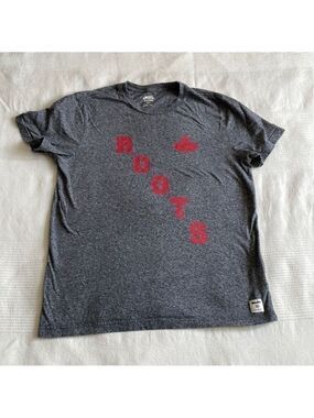 ROOTS Gray Space Dye Logo Graphic T-Shirt Size Small